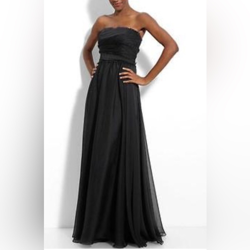 Elegant Black Monique Lhuillier Chiffon Bridesmaid Dress